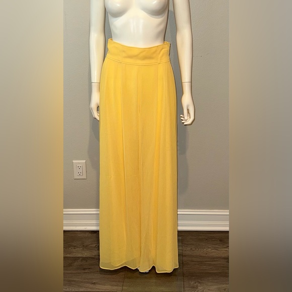 ADEAM Intermix “Parade” chiffon wide leg palazzo pants in dandelion yellow 8 - Picture 5 of 10